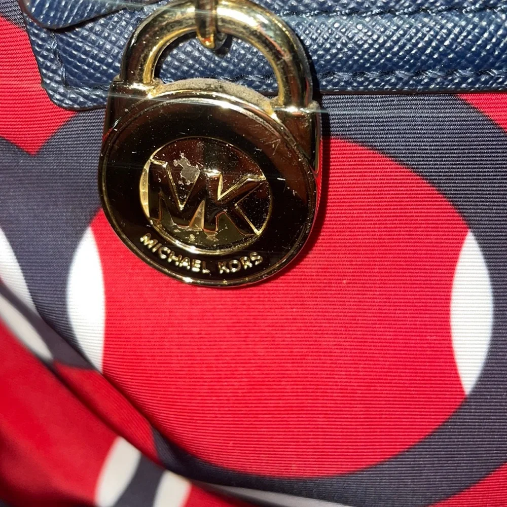Michael Kors Kempton Nylon small red/blue tote shoulder bag - Picture 12 of 17